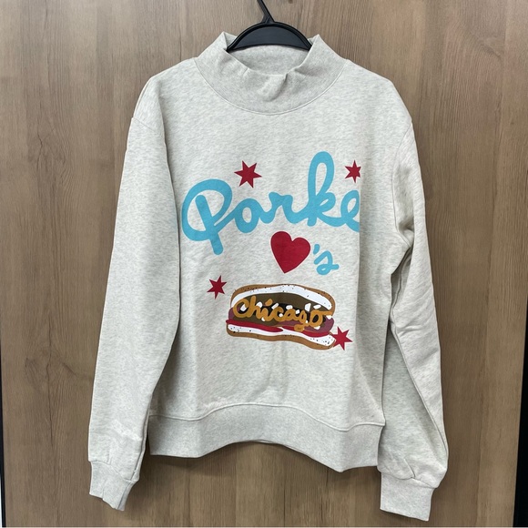 Parke Gray and Blue Graphic Turtleneck Sweater